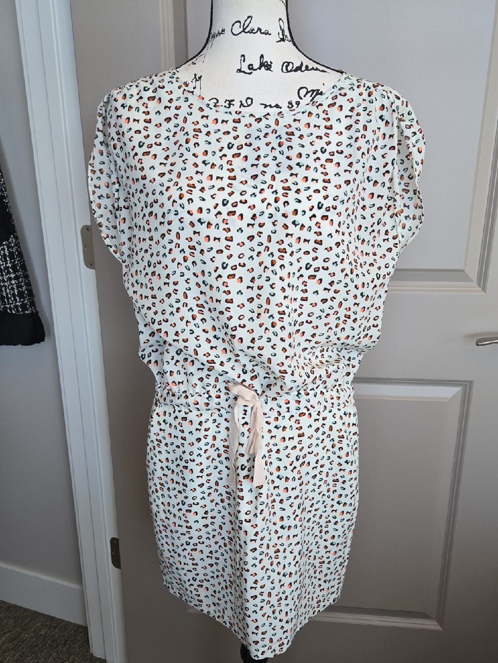 Women’s Cream Midi Dress with Brown & Black Spot Print